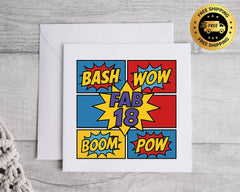 Personalised 18th Birthday Pop Art Card: Fast UK Post