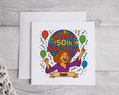 Personalised 50th Birthday Card: Disco Diva Design Fast UK Post