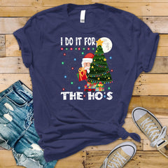 Funny Christmas T-Shirt - I Do it for the Ho's Xmas Tree Design - Premium Tee UK Tracked Postage