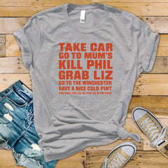Movie Parody Shirt: 'Take Car, Go to Mums' - Fast Tracked Post
