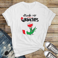 Funny Christmas T-Shirt - Drink Up Grinches Design - Premium Tee UK Tracked Postage