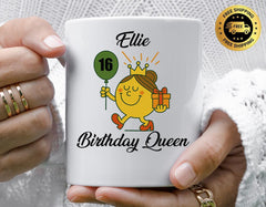 Personalised 16th Birthday Mug: Birthday Queen Design - Fast Tracked UK Shipping