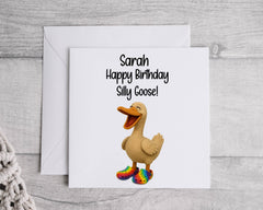 Personalised Birthday Card: Silly Goose Design, Fast UK Post