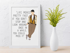 80s Movie Parody Framed Print: Life Moves Pretty Fast Design