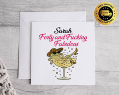 Personalized 40th Birthday Card, Forty & Design