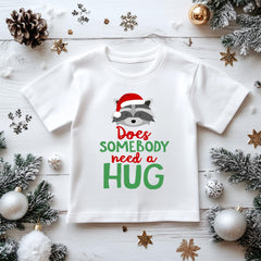 Kids Christmas T-Shirt - Does Somebody Need A Hug Design - Premium Gilden Heavyweight - Free UK Shipping