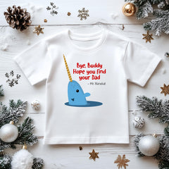 Kids Christmas T-Shirt - Bye Buddy Hope You Find Your Dad Design - Premium Gilden Heavyweight - Free UK Shipping