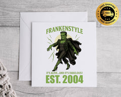 Personalised 21st Birthday Card: Frankenstyle Design, Fast UK Post