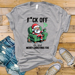Funny Christmas T-Shirt - F**k Off and Merry Christmas to you Design - Premium Tee UK Tracked Postage