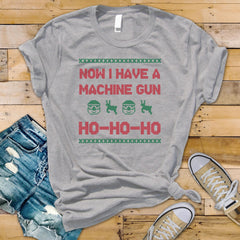 Christmas Movie Parody T-Shirt - Now i Have a Machine Gun Ho Ho Ho Design - Premium Tee UK Tracked Postage