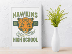 TV Parody Framed Print - Hawkins 1983 Design - Fast and Free UK Tracked Post.