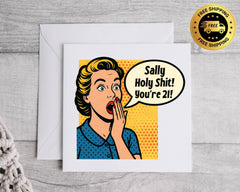 Personalised 21st Birthday Card: "Shit 21" Design, Fast UK Post