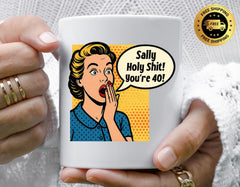 Personalised 40th Birthday Mug: Custom Name, Multiple Colours - Fast Tracked UK Shipping