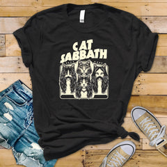 Music Parody T-Shirt - Cat Sabbath Design on Softstyle Premium Tee - Funny Graphic Tee with Tracked UK Postage