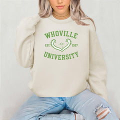 Christmas Movie Parody Sweatshirt - Whoville University Est.19571975 Design on Gilden Heavyweight - Graphic Top with Tracked UK Postage