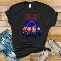 TV Show Parody T-Shirt - Pigger Things Design Softstyle Premium Tee - Tracked UK Postage