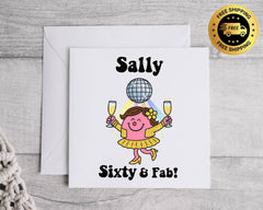 Personalised 60th Birthday Card: Sixty & Fab Cheers Design - Fast UK Shipping
