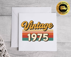 Personalised 50th Birthday Card - Vintage 1975 - Fast UK Shipping