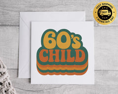 Personalised Ladies 60th Birthday Card, 60's Child Design - Fast UK Post!