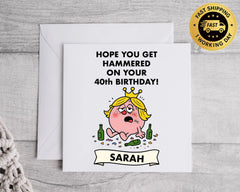 Personalised 40th Birthday Card For Her: Hammered Design,Fast UK Post