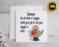 Personalised Birthday Card, Funny Shits & Giggles Design- Personalised Name Card Fast UK Post!