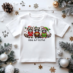 Kids Christmas Shirt: Feral But Festive - Gildan Heavyweight Cotton