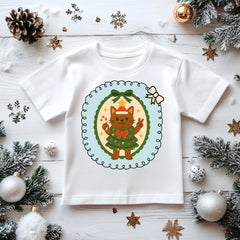 Kids Christmas Shirt: Xmas Tree Cat Bow - Gildan Heavyweight Cotton