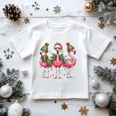 Kids Christmas Shirt: Xmas Flamingos - Gildan Heavyweight Cotton