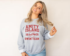 Movie Parody Sweatshirt: Amity Swim Team Gildan Heavyweight Graphic Top - Fast Tracked UK Shipping