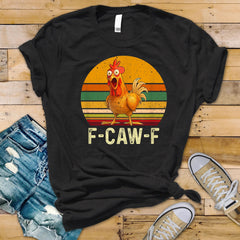 F-Caw-F T-Shirt - Funny Stripe Circle Chicken Unisex Graphic Tee: Tracked UK Shipping
