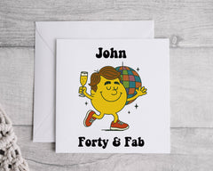 Personalised 40th Birthday Card for Men – Forty & Fab Design with Custom Name