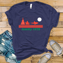 Amity 1975 Movie Christmas Shirt - Funny Jaws Graphic, Unisex Softstyle