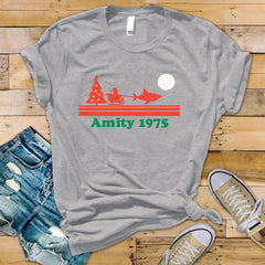 Amity 1975 Movie Christmas Shirt - Funny Jaws Graphic, Unisex Softstyle