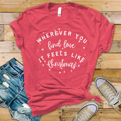 Christmas Shirt - Where You Find Love There is Xmas Design, Unisex Softstyle