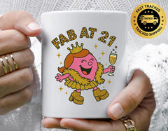 Personalised 21st Birthday Mug - Fab at 21 - Fast Tracked UK Shipping