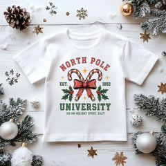 Kids Christmas Shirt: North Pole University - Gildan Heavyweight Cotton