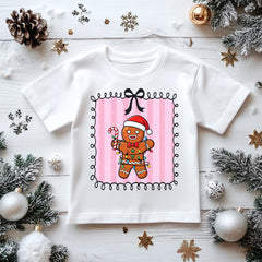 Kids Christmas Shirt: Xmas Gingerbread Man Stamp - Gildan Heavyweight Cotton