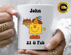 Personalised 21st Birthday Mug - Mens 21 & Fab Design - Fast Tracked UK Shipping