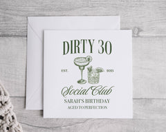 Customised 30th Birthday Card, Dirty Thirty Design - Personalised Name