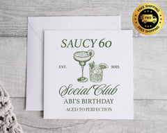 Personalised Ladies 60th Birthday Card, Saucy 60 Social Club Design