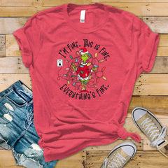 Funny Christmas T-Shirt: I'm Fine, This is Fine - Softstyle Tee