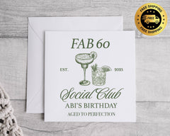 Personalised Ladies 60th Birthday Card,Fab 60 Social Club Design