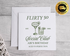 Personalised 50th Birthday Card For Her: Flirty 50 Social Club Design