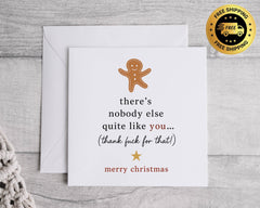 Funny Christmas Card - Thank F*ck for That Design - Personalised Card Fast UK Post!