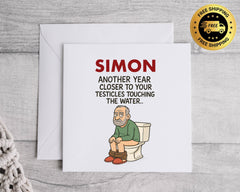 Funny Birthday Card: Old Man Toilet Design - Fast UK Postage