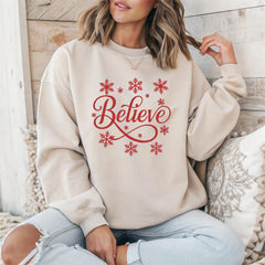 Christmas Sweatshirt, Believe Stars Design - Xmas Jumper Day