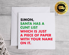 Funny Christmas Card - Santa has a List Design - Fast UK Post