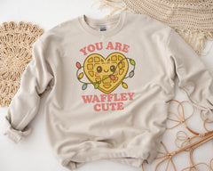 Waffley Sweatshirt: Funny TV Show Graphic, Gildan Blend