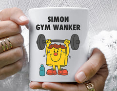 Gym Wanker Mug: Male Fun Gym Gift, Personalised Name, Fast UK Tracked Shipping