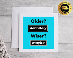 Older Wiser Birthday Card: Britpop Music Band Design - Fast UK Postage